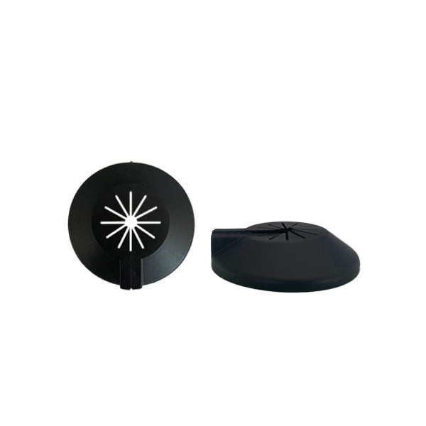 Rosoni apribili per termosifoni in plastica nera modello star universale diametro mm.58 foro massimo mm.18
